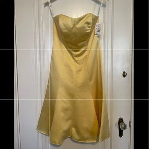 David’s Bridal| Canary satin dress With Tags. Color Canary. Size 4.